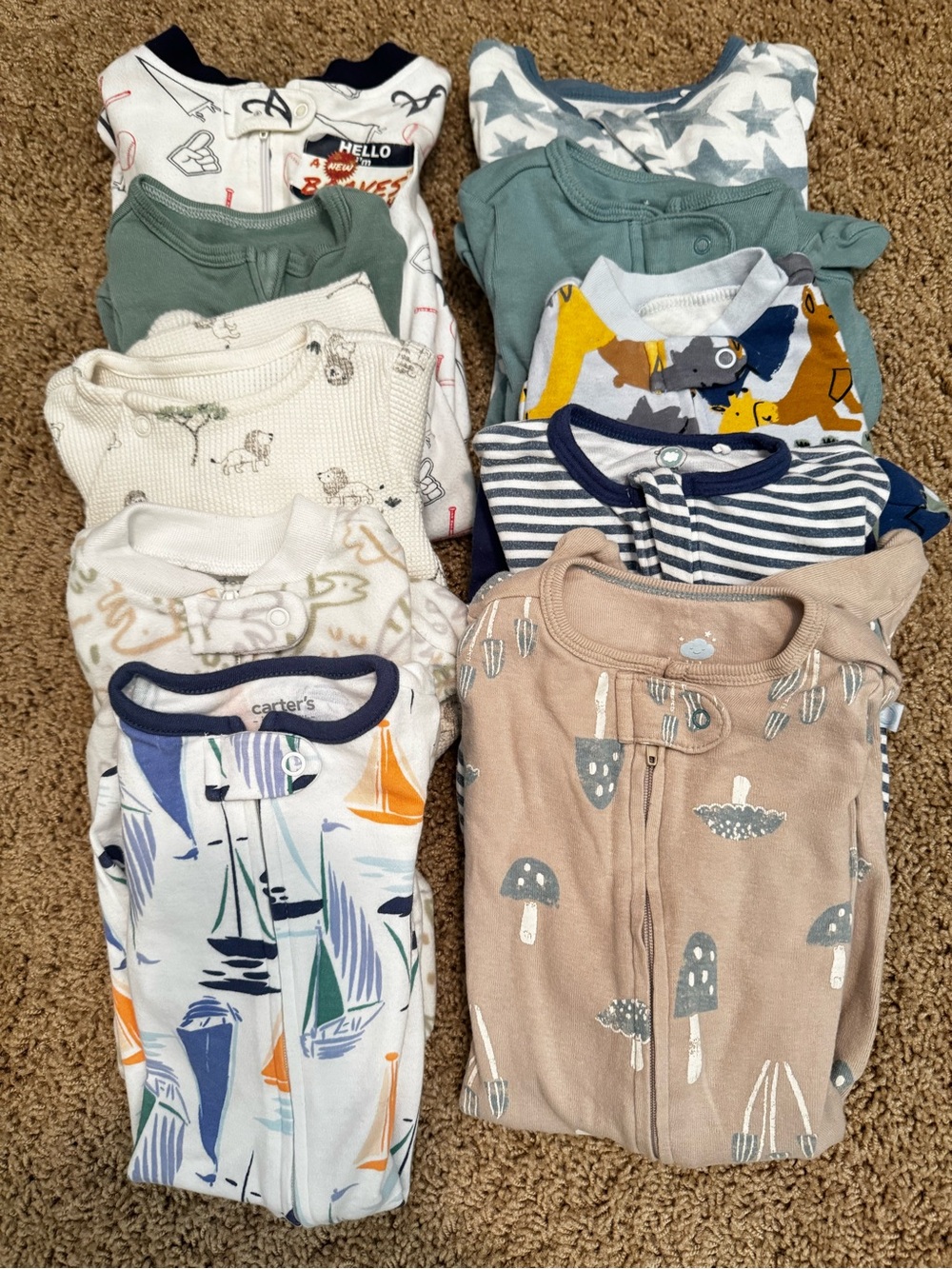 Baby Boy Sleepers Size 3-6 months